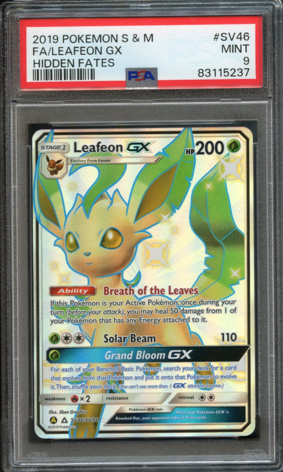 Leafeon GX #SV46 PSA 9 Hidden Fates、mySite、waistdrama