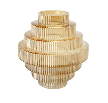  Tiered Geometric Luster Clear Amber Large Vase、mySite、elrpsem3k
