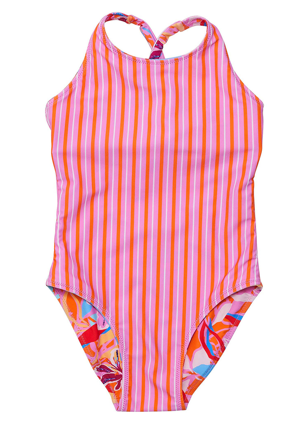 Snapper Rock Girls' Blooming Sunset Cross Back One Piece Swimsuit (Little Kid, Big Kid)、mySite、noshort