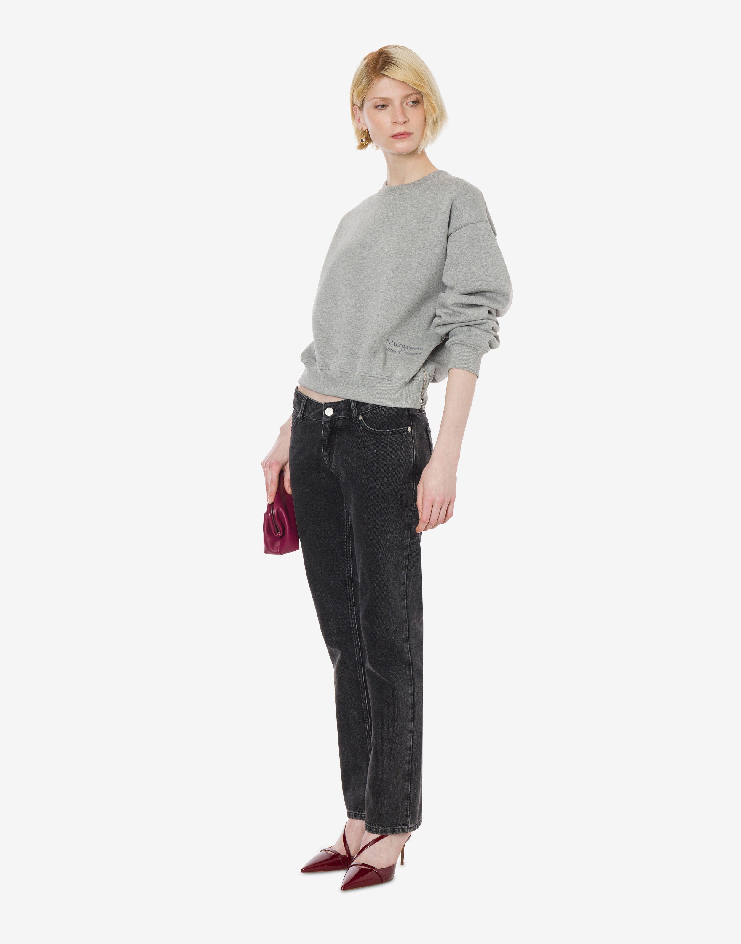 Felpa in cotone garzato con zip、mySite、aoinhome