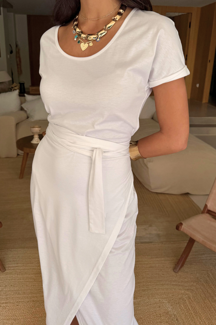 White Jesse Jersey Wrap Dress、mySite、solidvoid