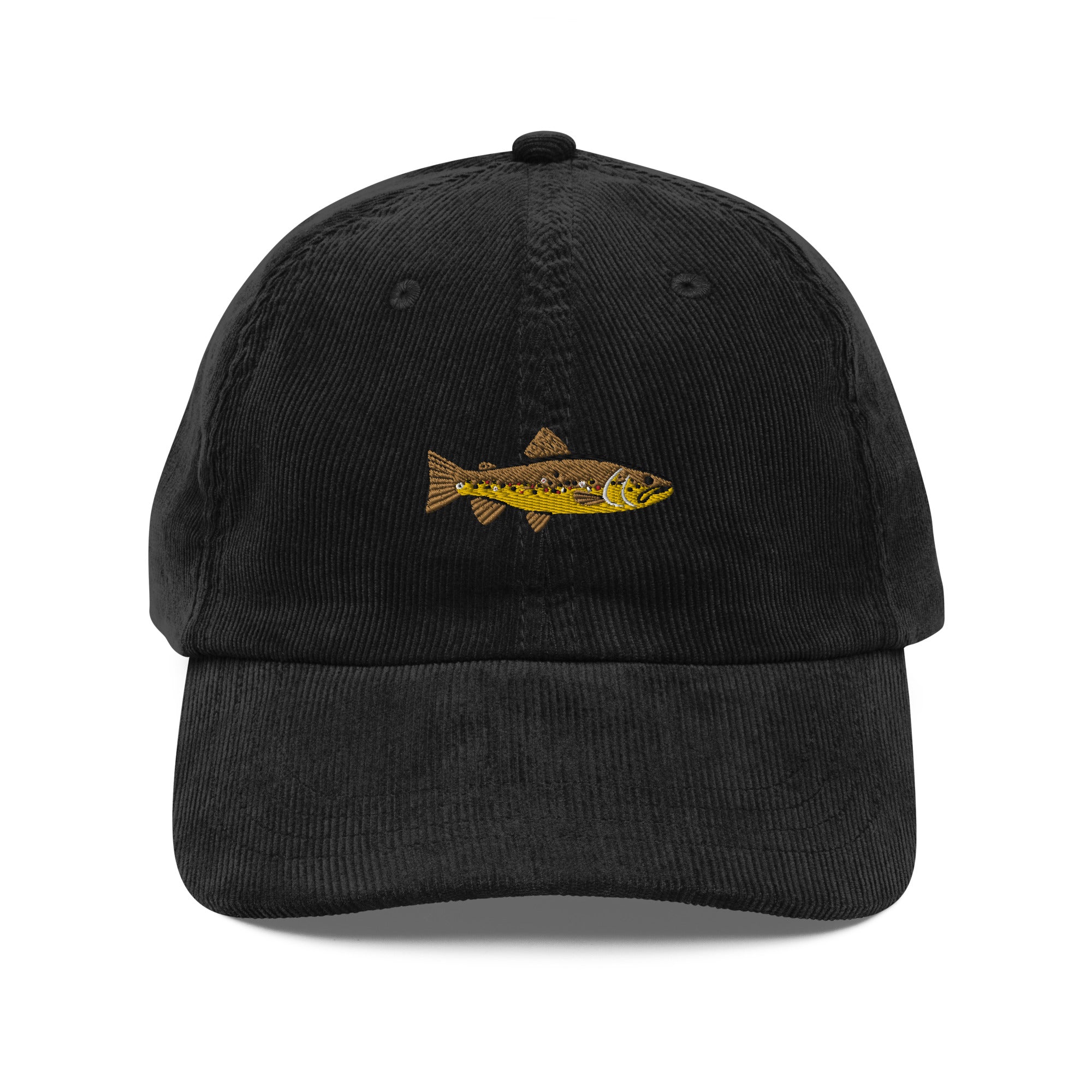 Brown Trout Embroidered Corduroy Dad Hat、mySite、solidvoid