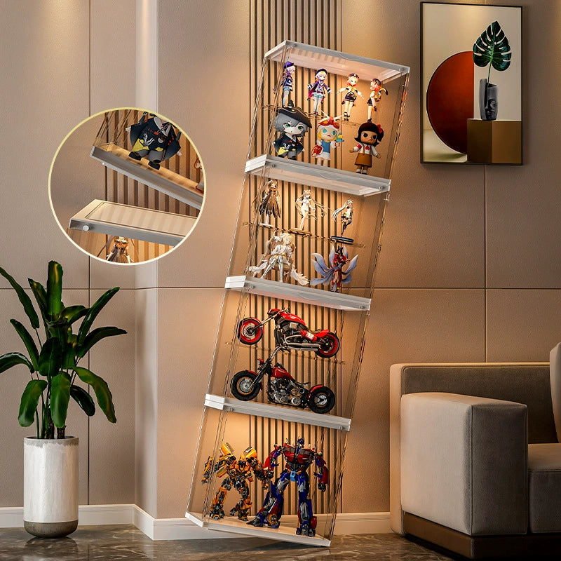  Stackable Clear Display Shelf, Stackable and Tiered Design, Magnetic Door, Perfect for Figurines、mySite、greenlandpopulation