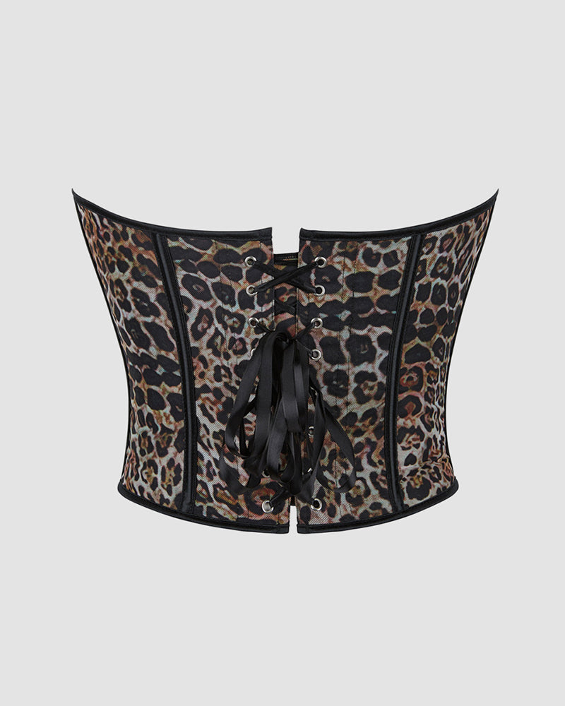 1960s 14 Boned Cotton Leopard Single Breasted Corset、mySite、bengalsvssteelers