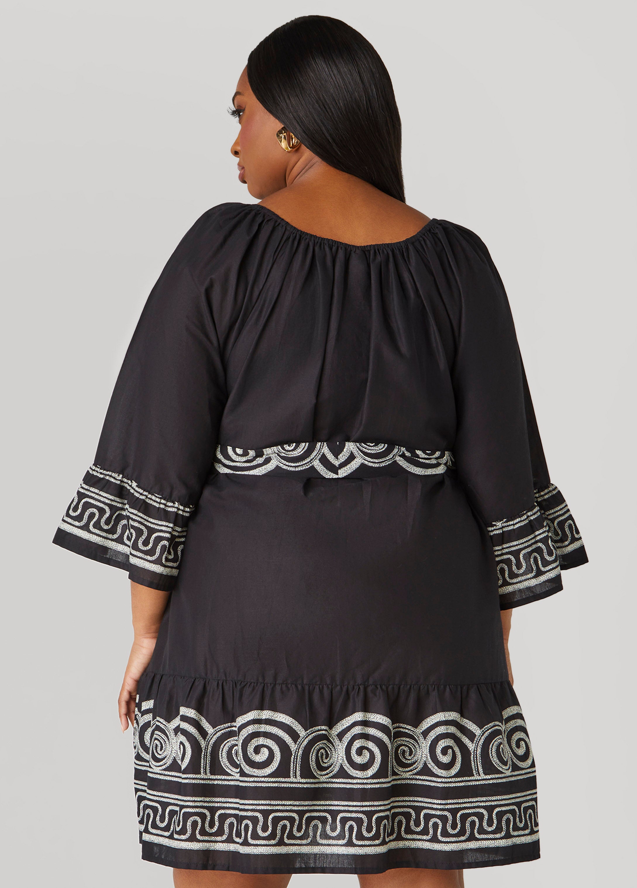 Scroll Print Cotton Swing Dress、mySite、bengalsvssteelers