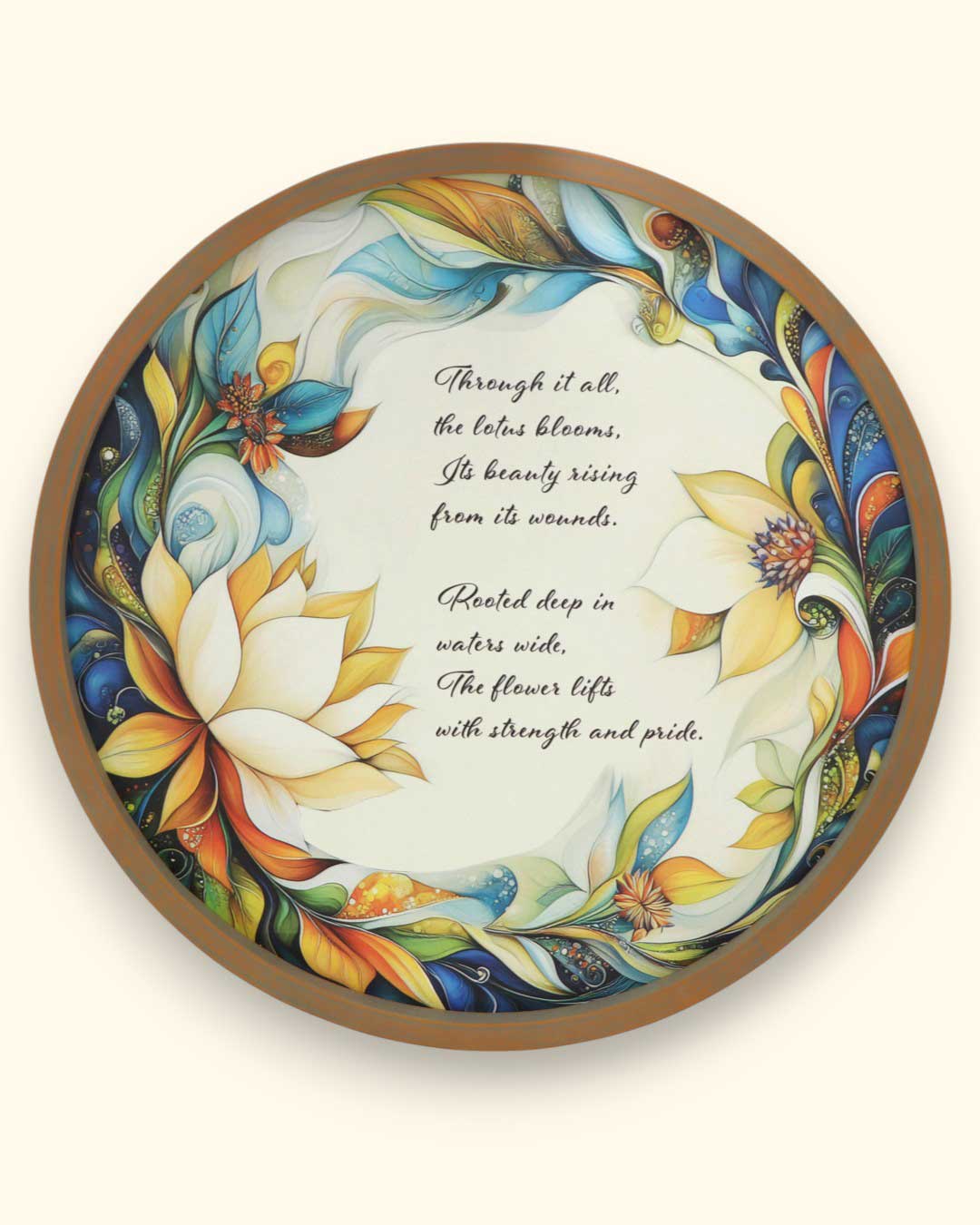 Lotus Bloom Inspirational Round Wall Art、mySite、topwebapps