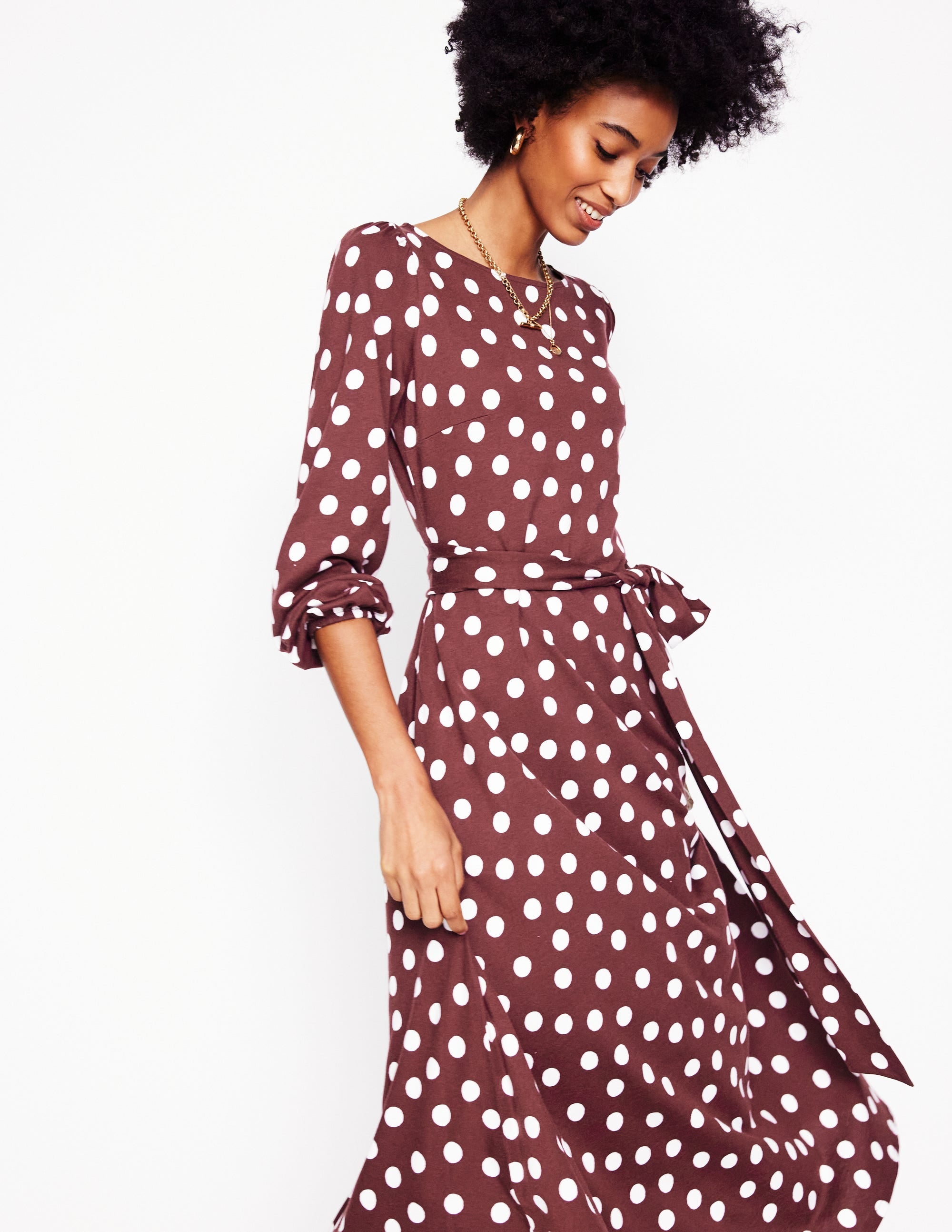  Leandra Jersey Midi Dress-Chestnut, Abstract Dot、mySite、ashleygrahame