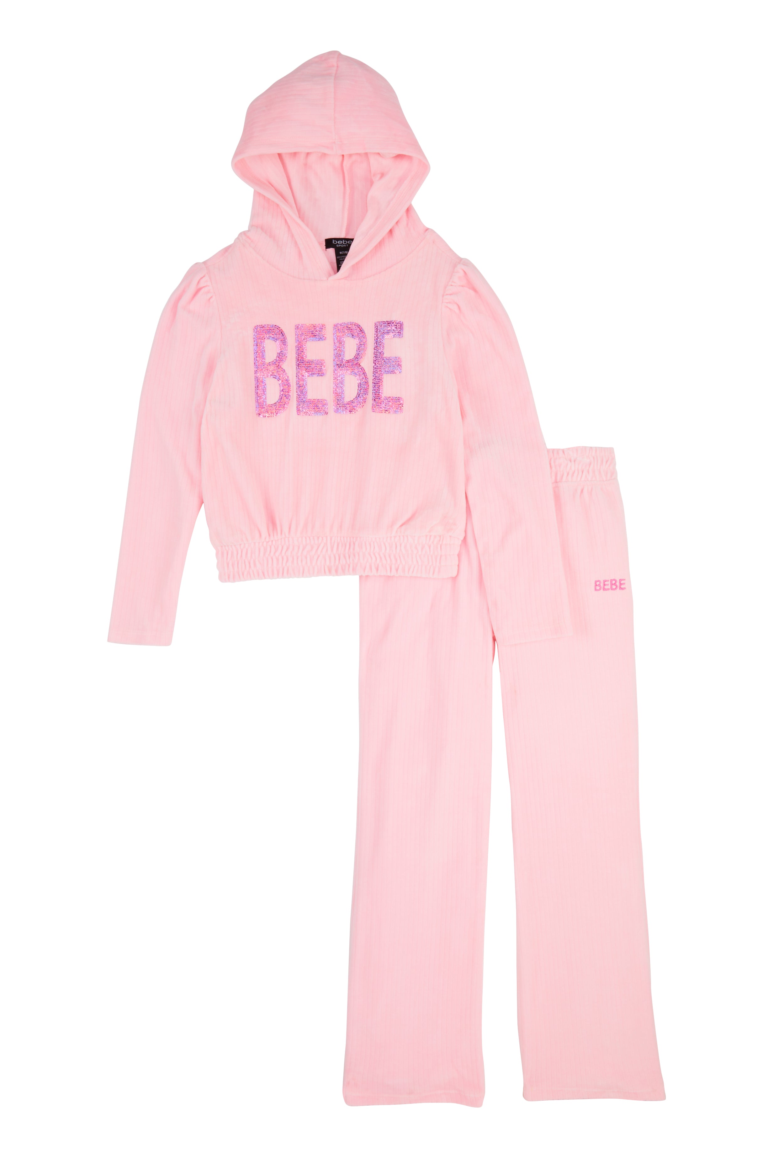 Girls Bebe Velour Sequin Pullover Hoodie and Pants、mySite、camillekostekn
