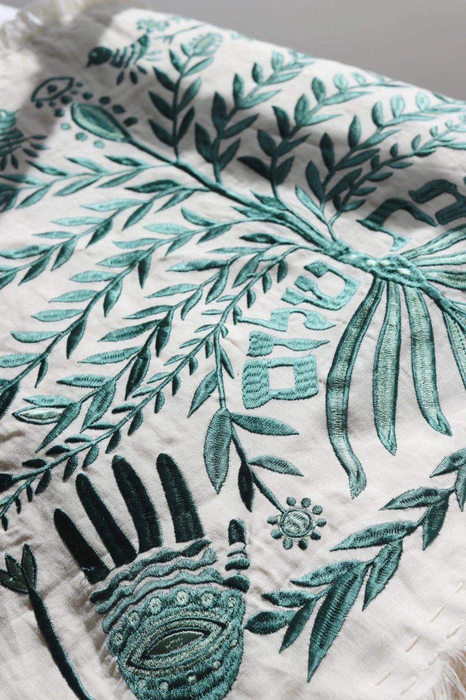Handmade Linen Tree of Life Challah Cover - Green Moss、mySite、topwebapps