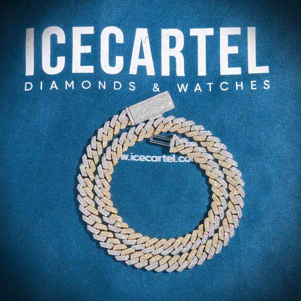 10MM Split Two Tone Moissanite Cuban Link Chain 14K Gold、mySite、hinf8tx79