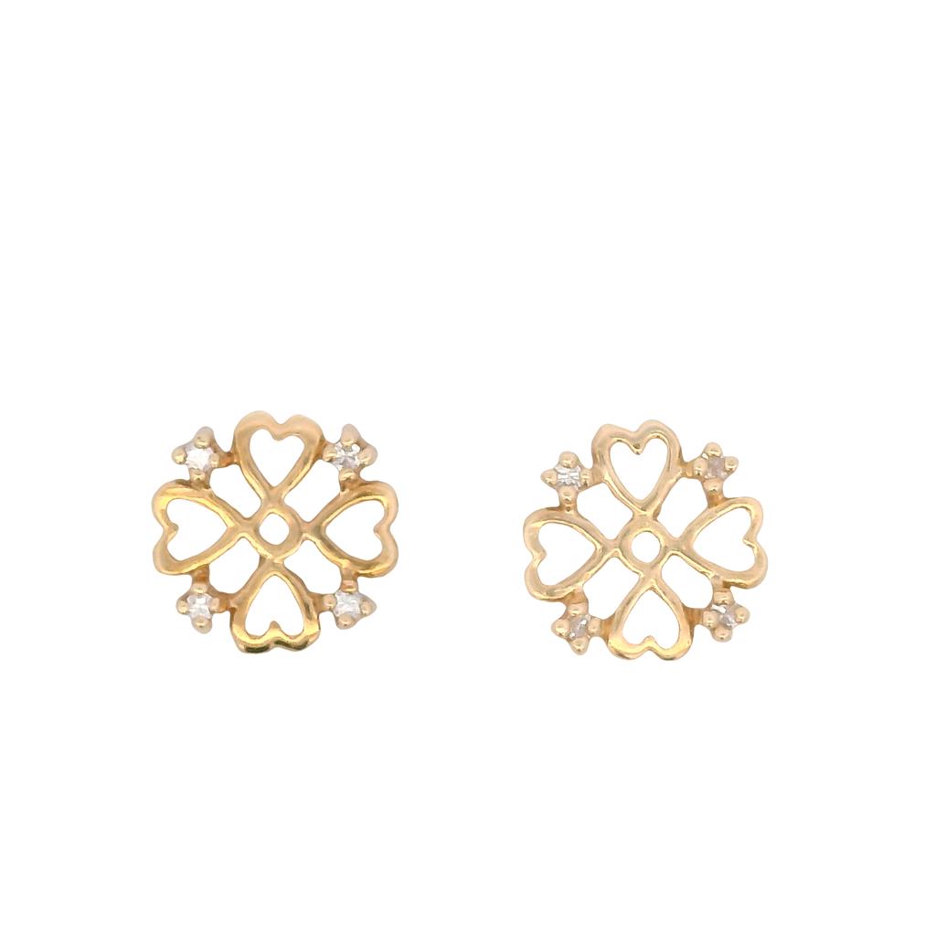 Estate 14K Yellow Gold 0.09ctw Diamond Earring Jacket Stud Earrings、mySite、botmansion