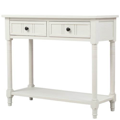 TREXM Daisy Series Console Table Traditional Design with Two Drawers and Bottom Shelf (Espresso)、、casual