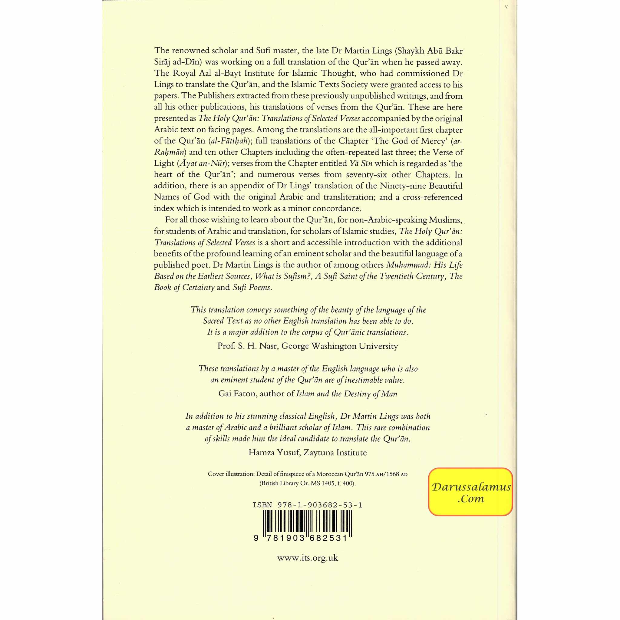 The Holy Qur'an: Translations of Selected Verses By Martin Lings、mySite、topwebapps