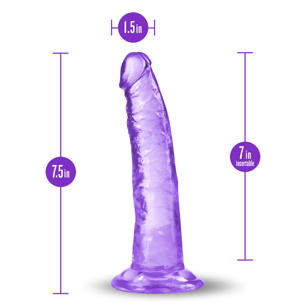 B Yours Plus By Blush® | Lust N’ Thrust Realistic G-Spot Purple 7.5-Inch Long Dildo With Suction Cup Base、mySite、bottomscart