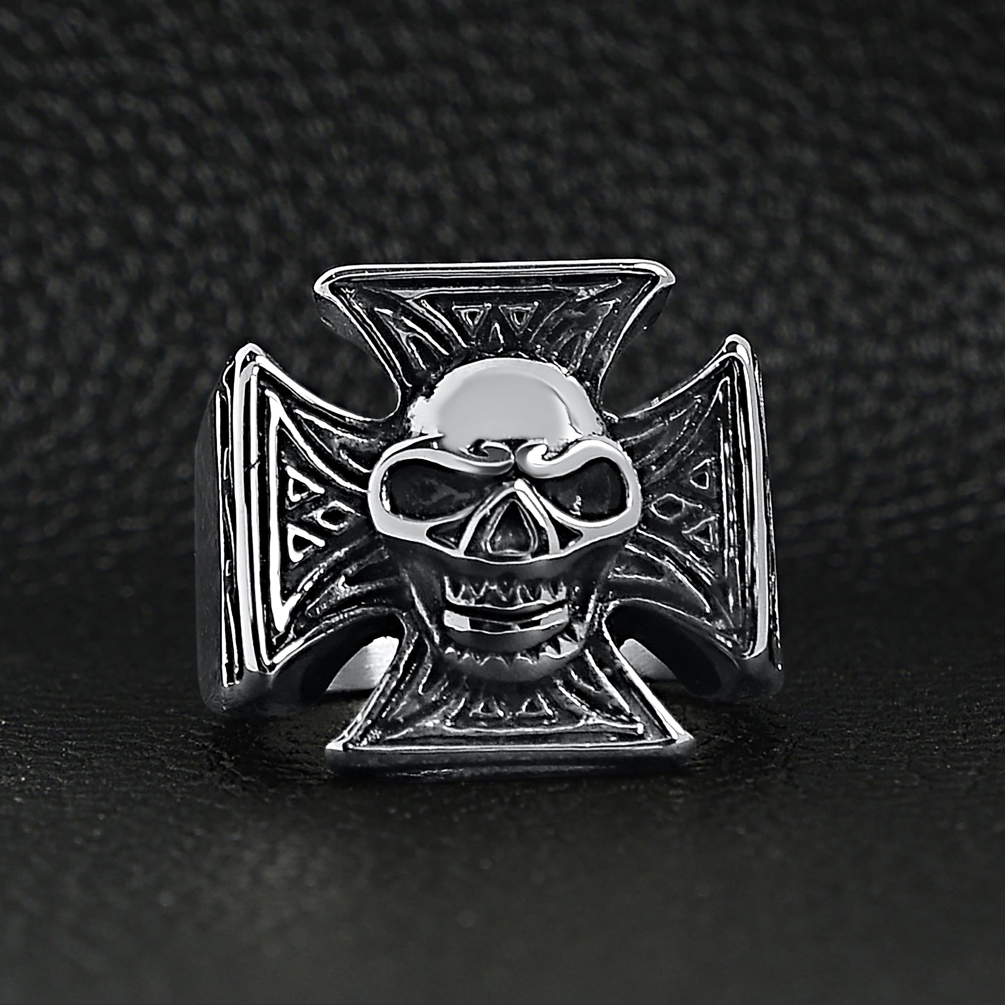 Stainless Steel Polished Skull Maltese Cross Ring / SCR2060、mySite、dreamappss