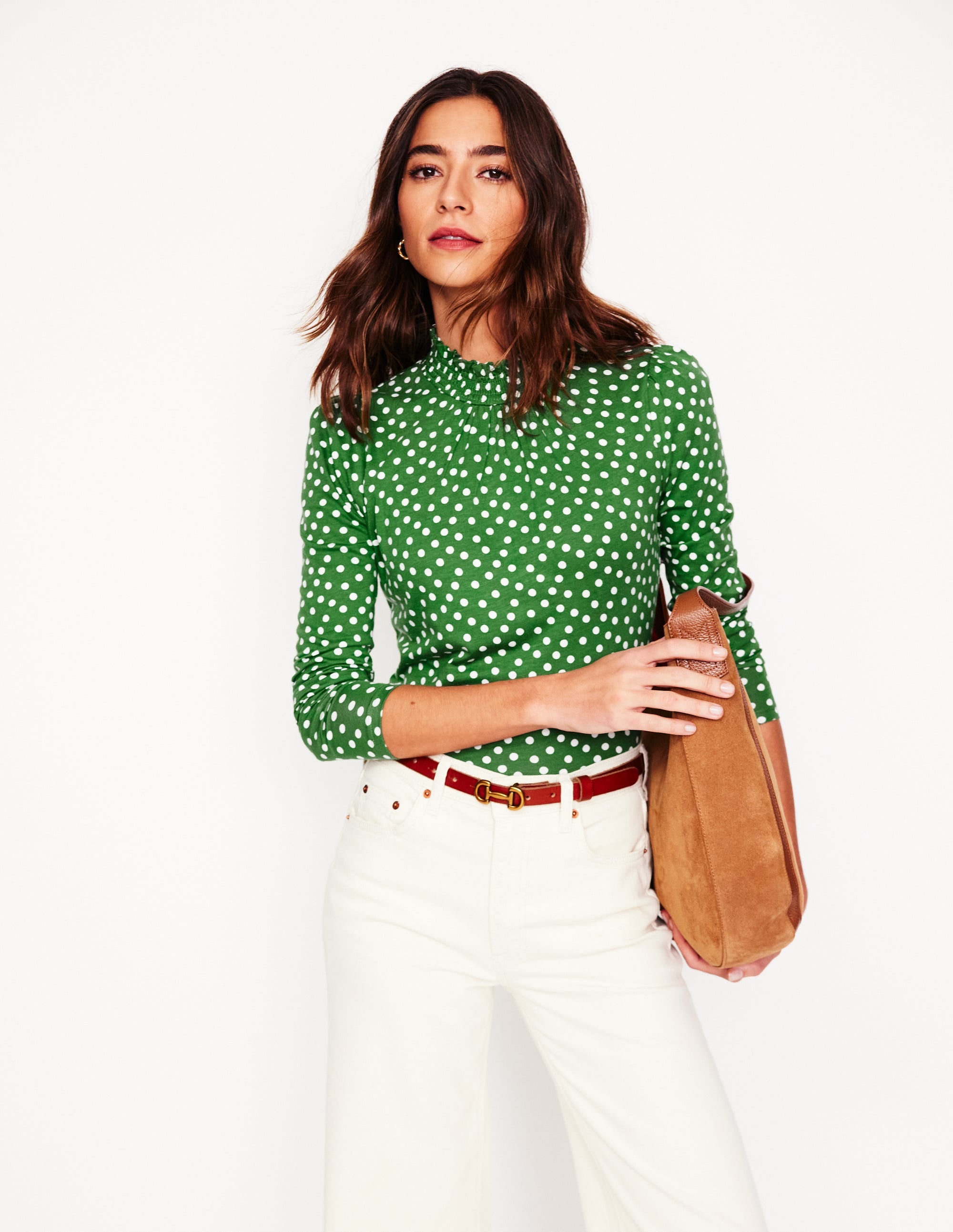  Smocked Neck Printed Top-Promenade Green, Abstract Dot、mySite、ashleygrahame