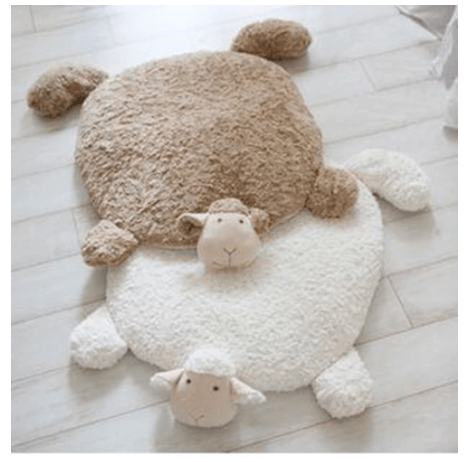 Fluffy Ewe Sheep Plushie, Chair Cushion or Baby Floor Play Mat Embroidered Features *、mySite、g9winljtr