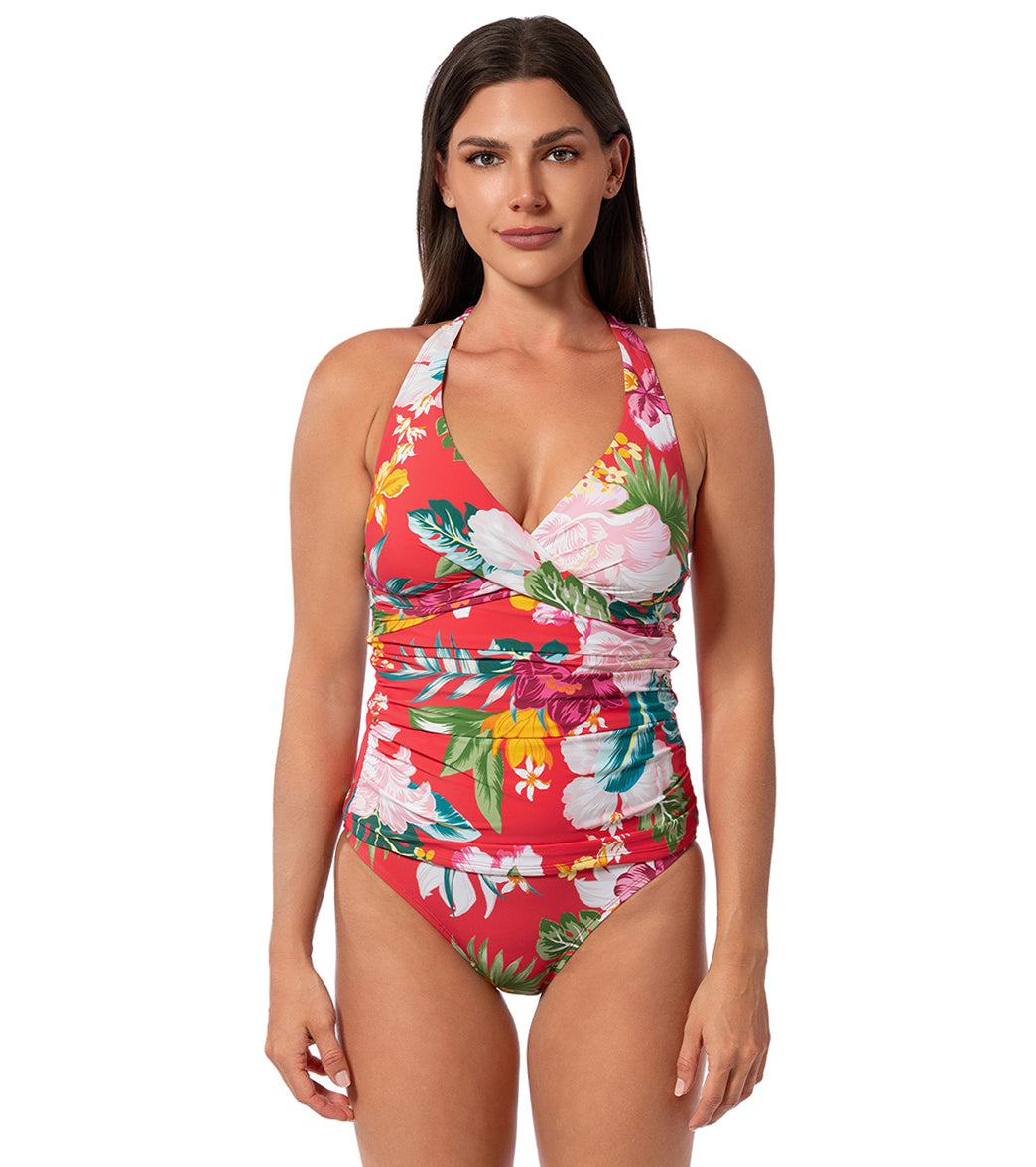 Jantzen Women's Morning Bloom Louise Wrap Tankini Top、mySite、noshort