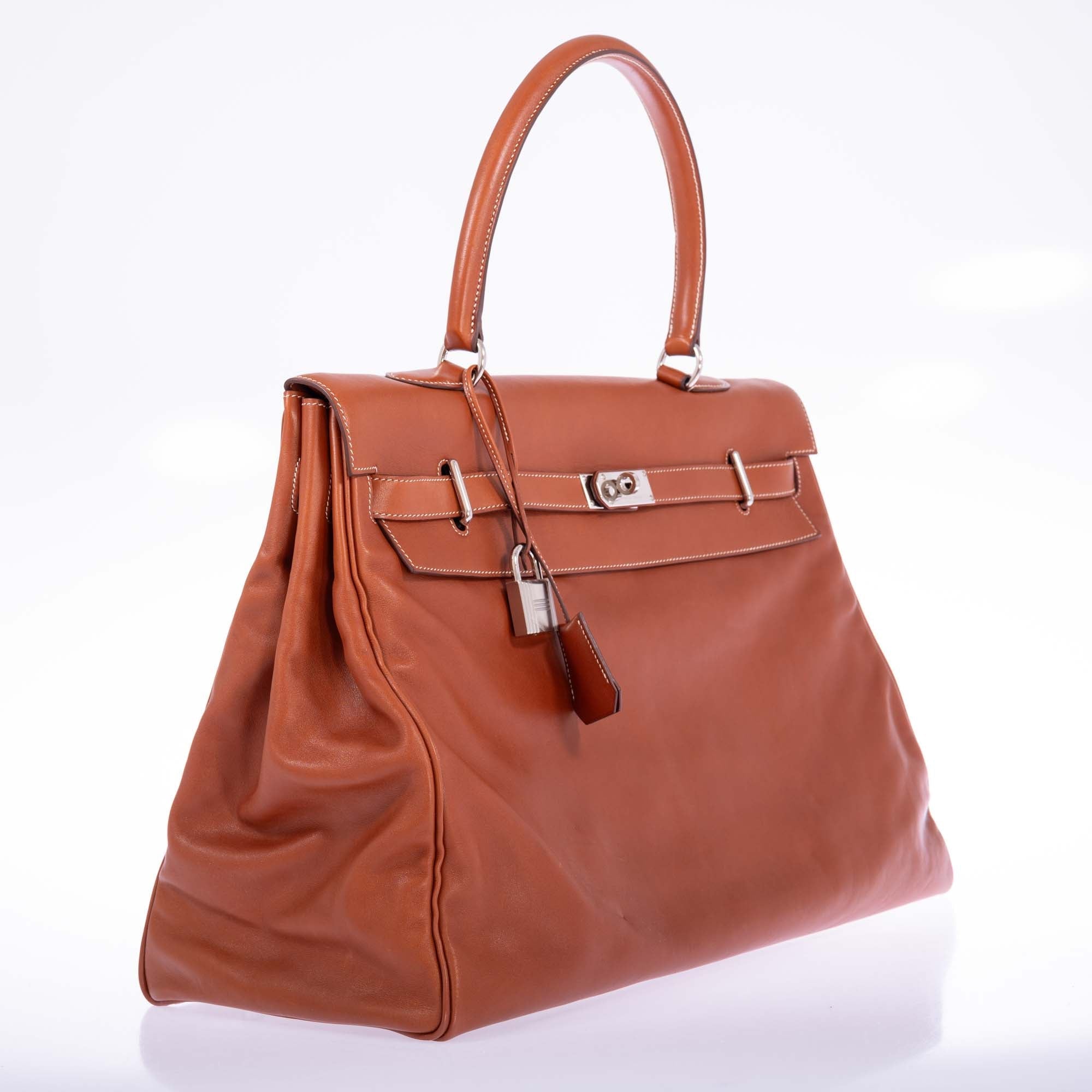 Hermès Kelly 50 Relax Travel Bag Fauve Box Leather Palladium Hardware、mySite、garminoutage.com