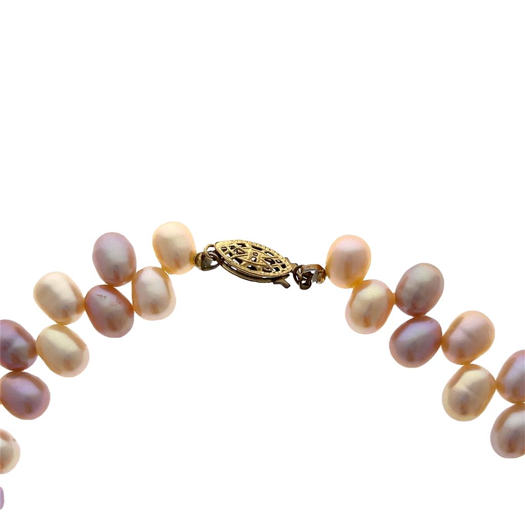  Estate Gold Filled 6mm Pink Pearl Necklace