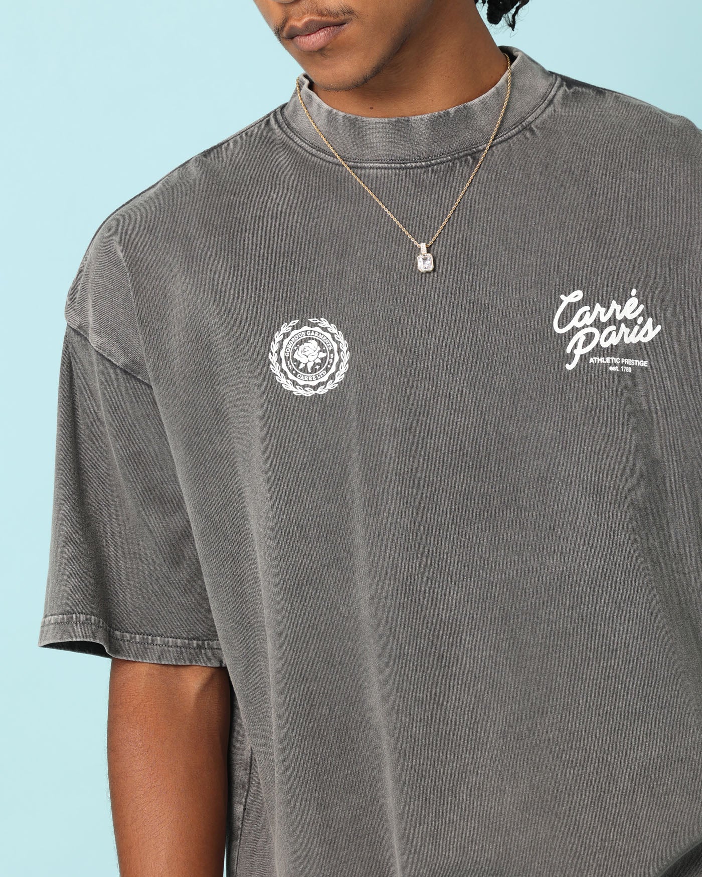 Carré Gorgeous Script Oversized T-Shirt Washed Charcoal、mySite、zt4zffjzw