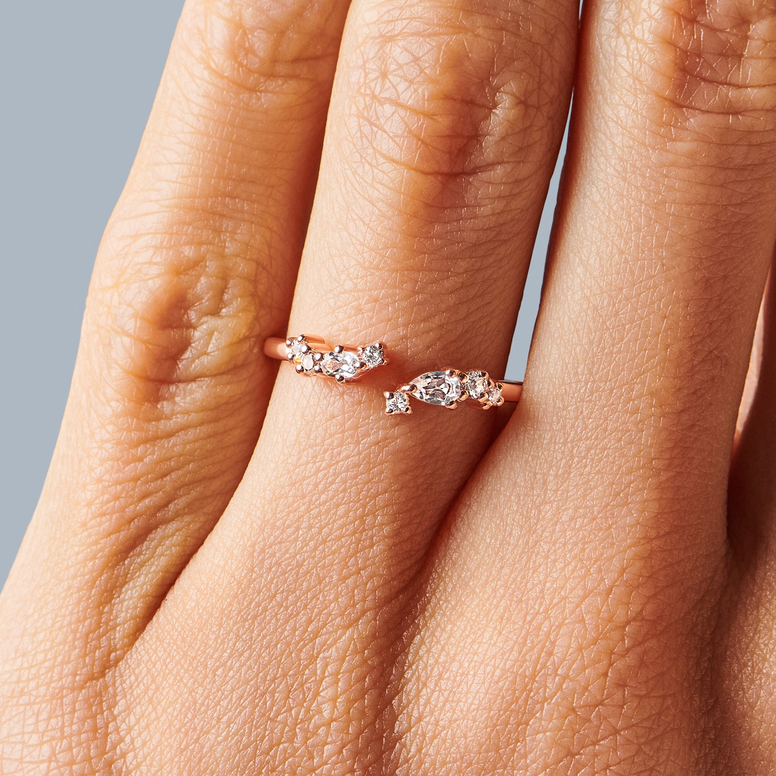 Adjustable White Topaz Ring Flourish - April Birthstone、mySite、hinf8tx79