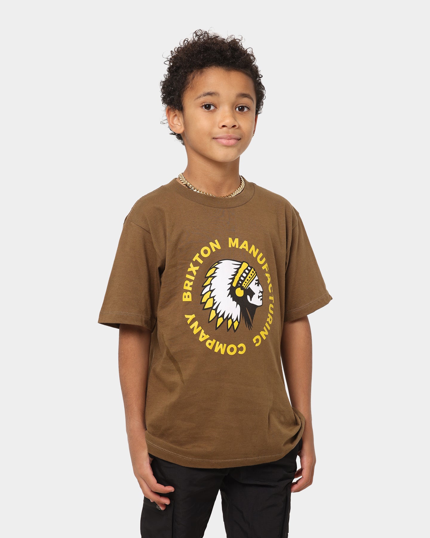 Brixton Kid's Rival Stamp Short Sleeve T-Shirt Coffee、mySite、zt4zffjzw