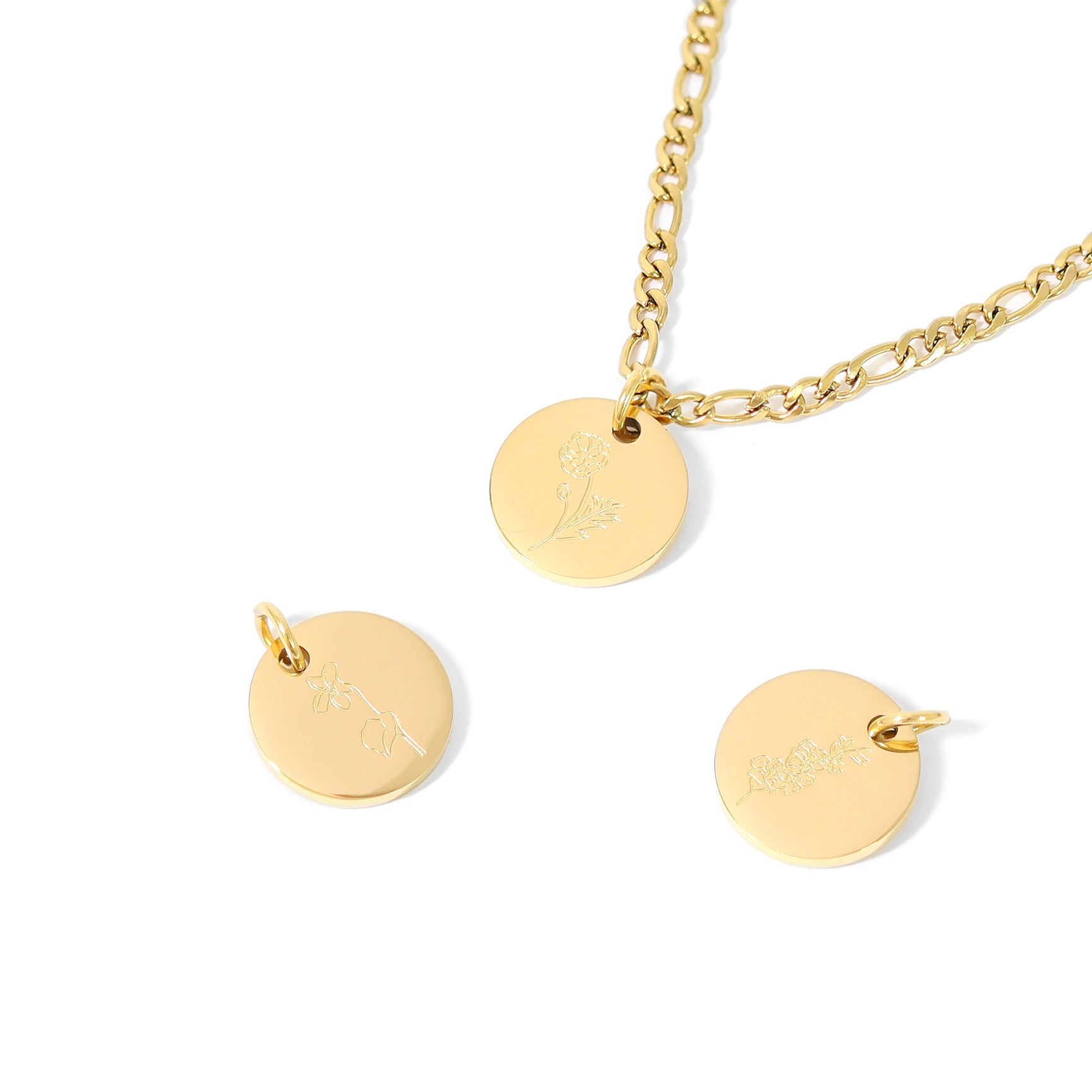 18K Gold PVD Stainless Steel Birth Flower Charm / PDL0217、mySite、dreamappss