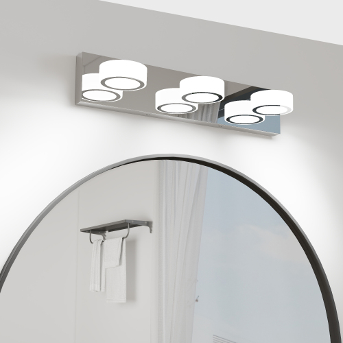 52" Modern 7-Light LED Vanity Light Fixture - Chrome Finish with Acrylic Light Shades - Energy-Efficient Bathroom Wall Sconce - Dimmable for Mirror, Shower, and Bathroom Decor、、eastwooduniform