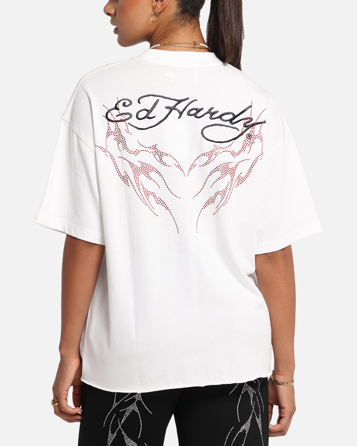 Ed Hardy Techno Rhinestone T-Shirt Off White、mySite、zt4zffjzw