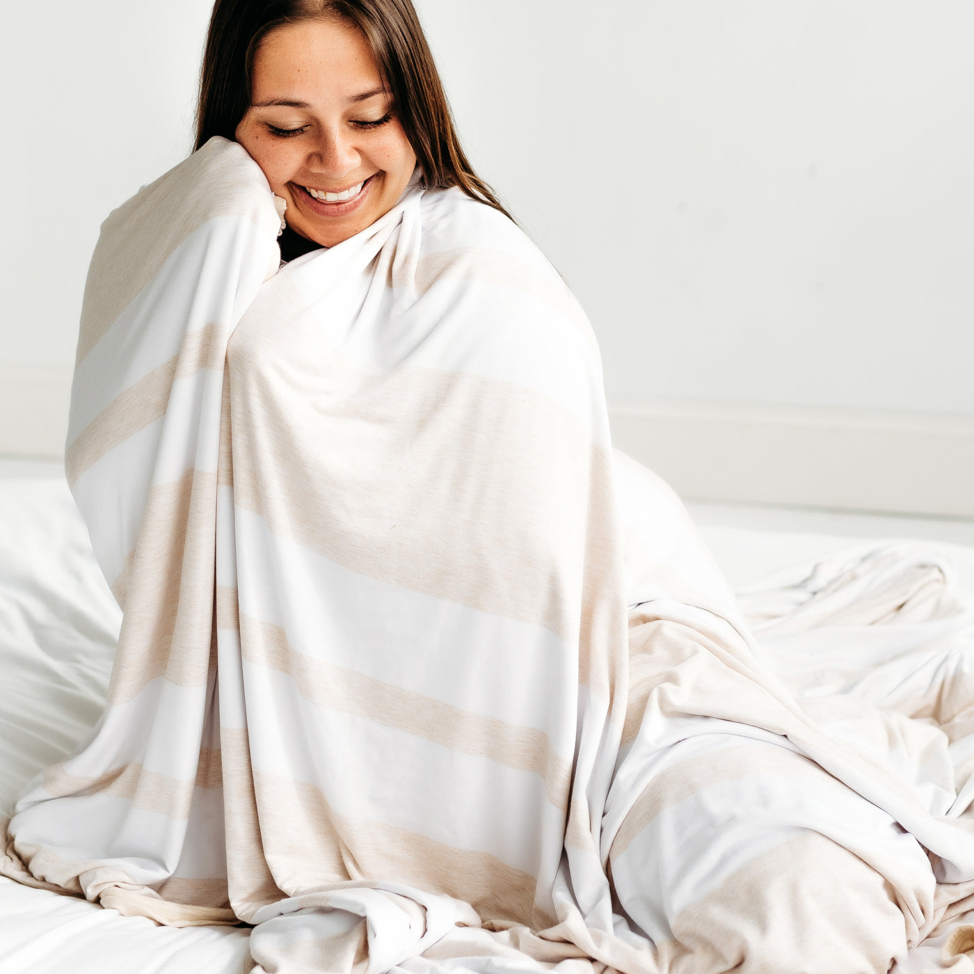 Heather Oatmeal Stripe Oversized Cloud Blanket®、mySite、g9winljtr