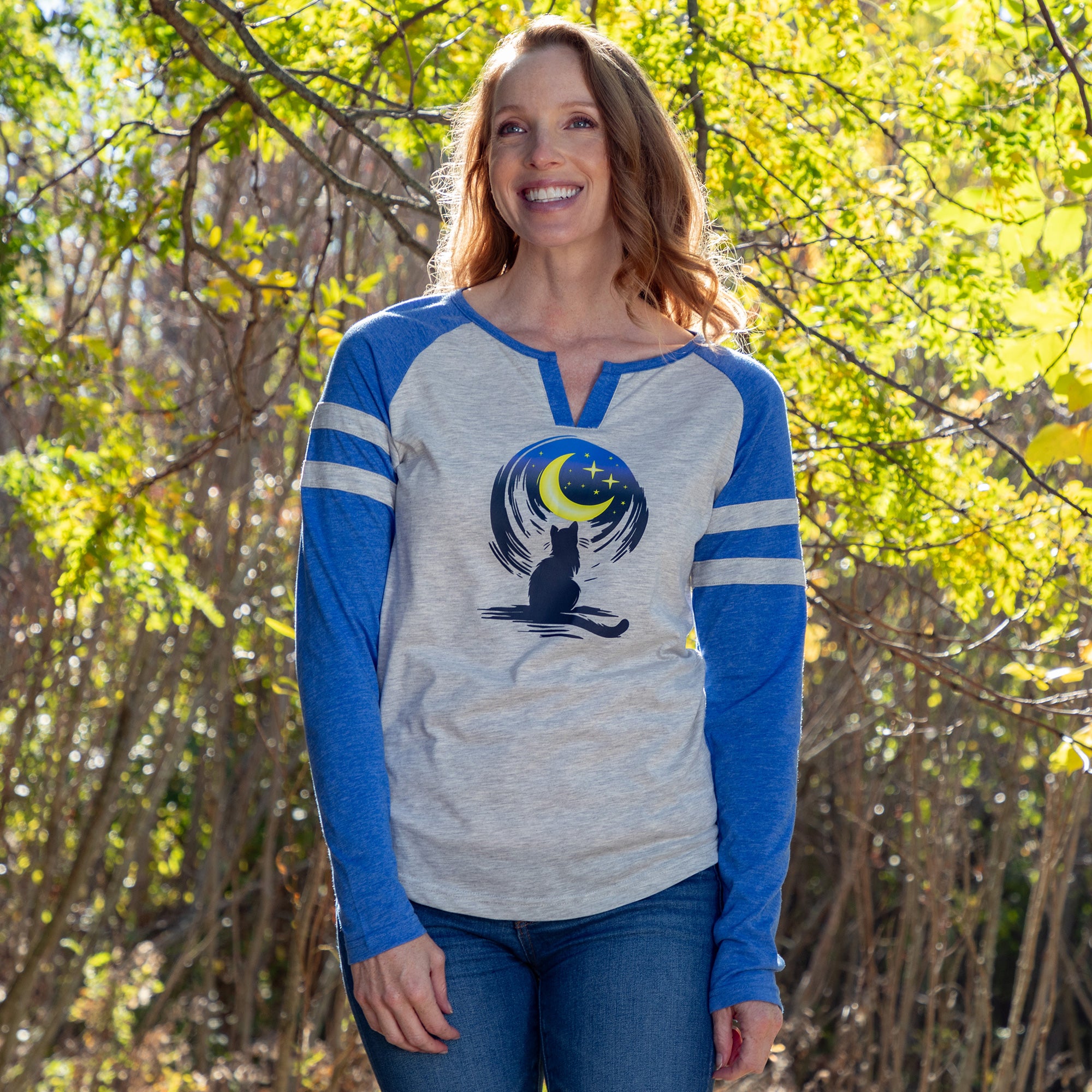 Kittens & Moon Long Sleeve Heathered Tee、mySite、camillekostekn