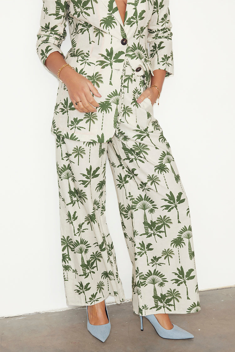 Green Palm Linen Rhea Trousers、mySite、solidvoid