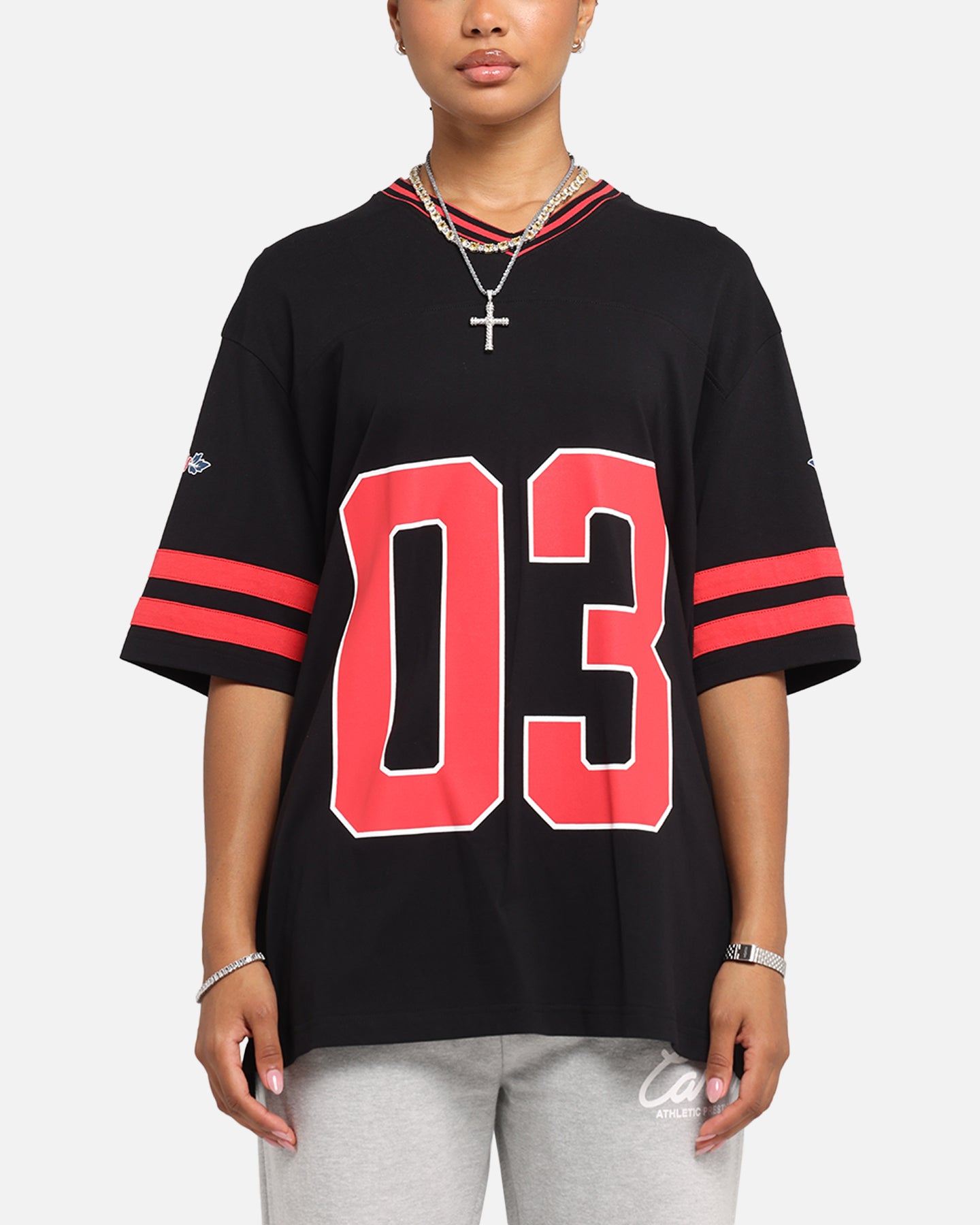Carre Rose Football T-Shirt Black/Red、mySite、zt4zffjzw
