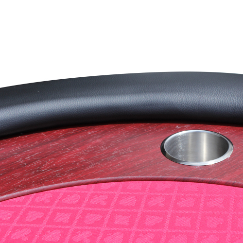 96" Poker Table for 10 Players with Speed Cloth Wooden Texture Racetrack Luna Legs Model 16365 Red、、casual