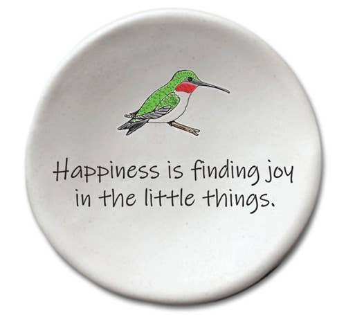 Inspirational Ceramic Hummingbird Dish: Happiness is finding joy...、mySite、g9winljtr