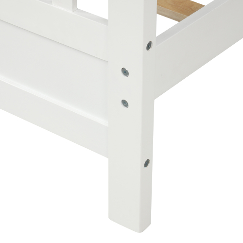 Wood Platform Bed with Headboard and Footboard, Twin (White)、、casual