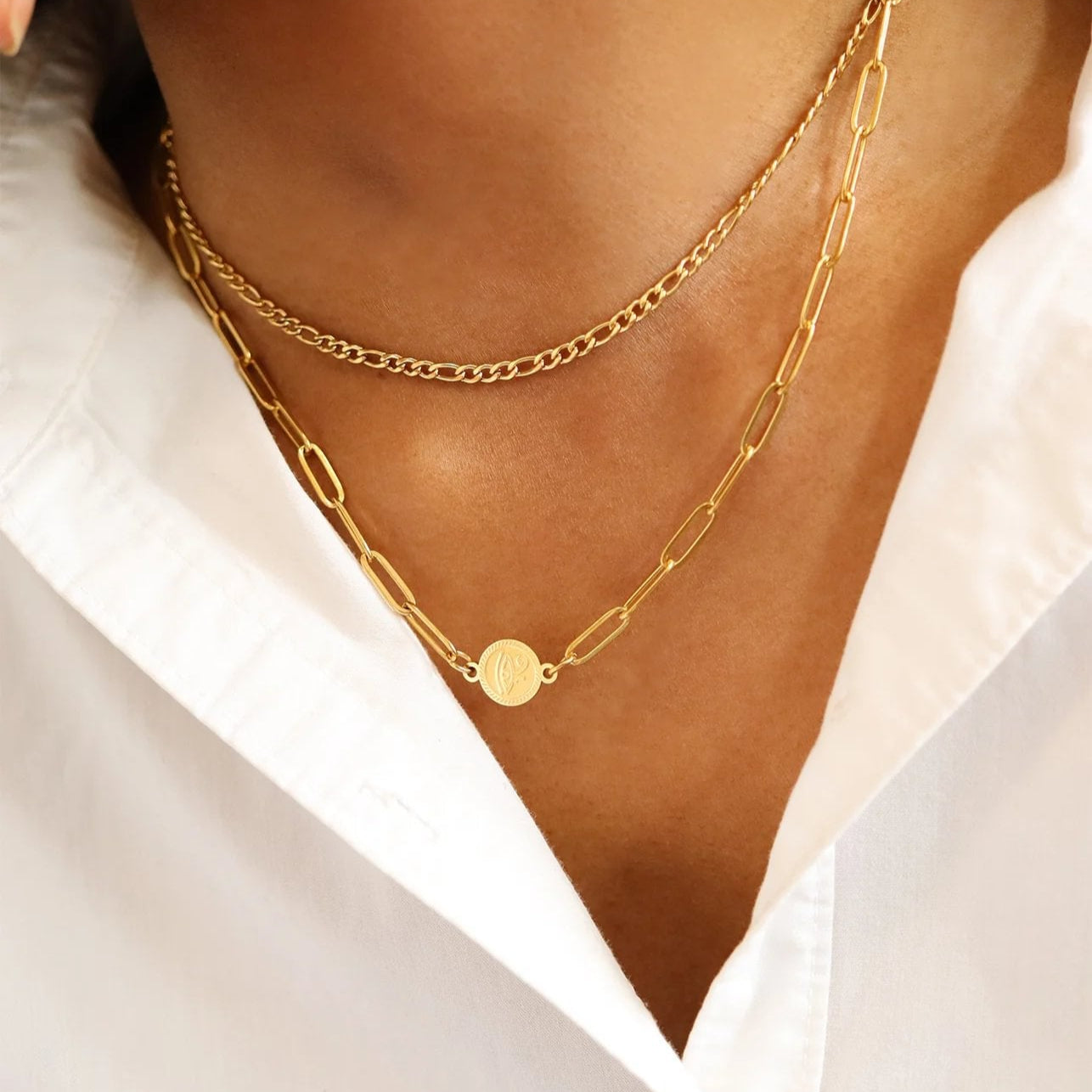 18K Gold PVD Paperclip Connector Chain Necklace / CHN0080、mySite、dreamappss