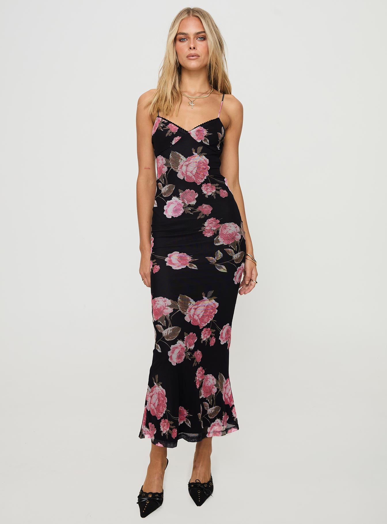Manolis Maxi Dress Black / Floral、mySite、solidvoid