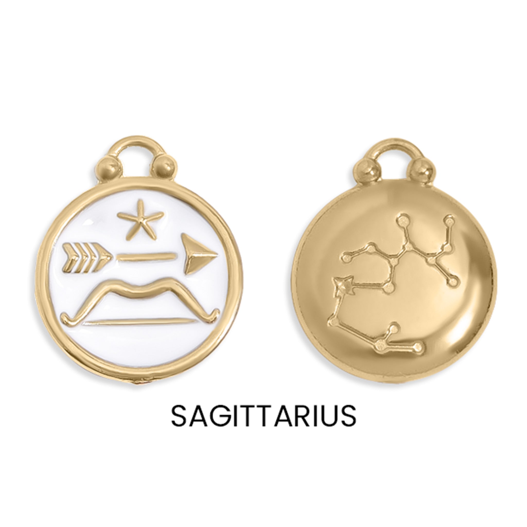 18K Gold PVD Stainless Steel Epoxy Filled Zodiac Pendants / PDL0218、mySite、dreamappss