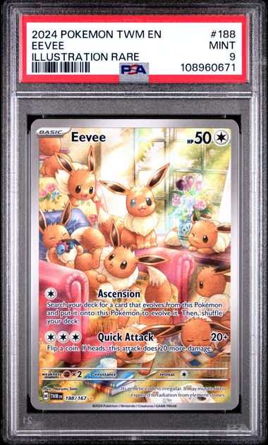 Eevee #188 Illustration Rare PSA 9 Pokemon Twilight Masquerade 2024、mySite、waistdrama