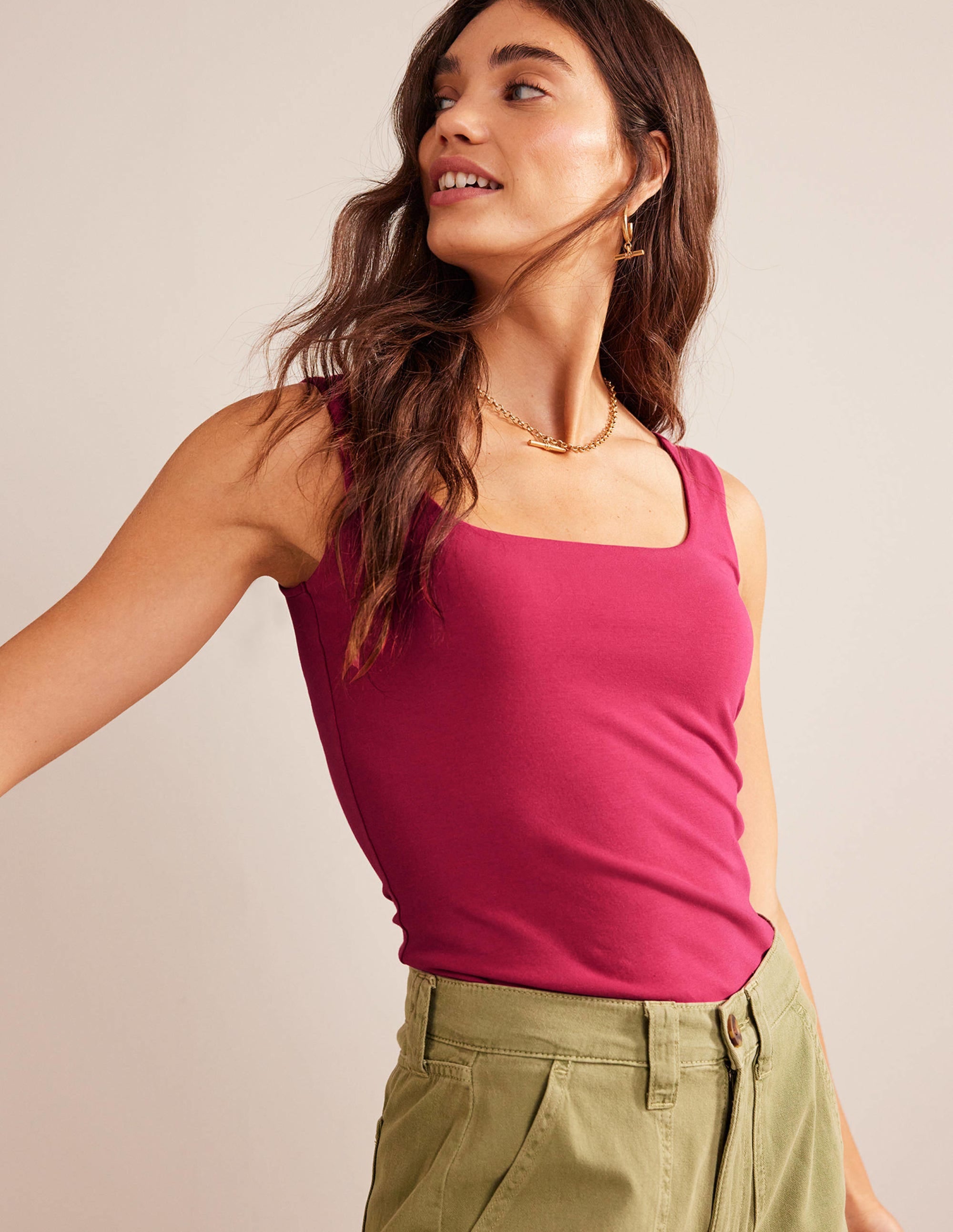  Double Layer Square Neck Tank-Warm Cranberry、mySite、ashleygrahame