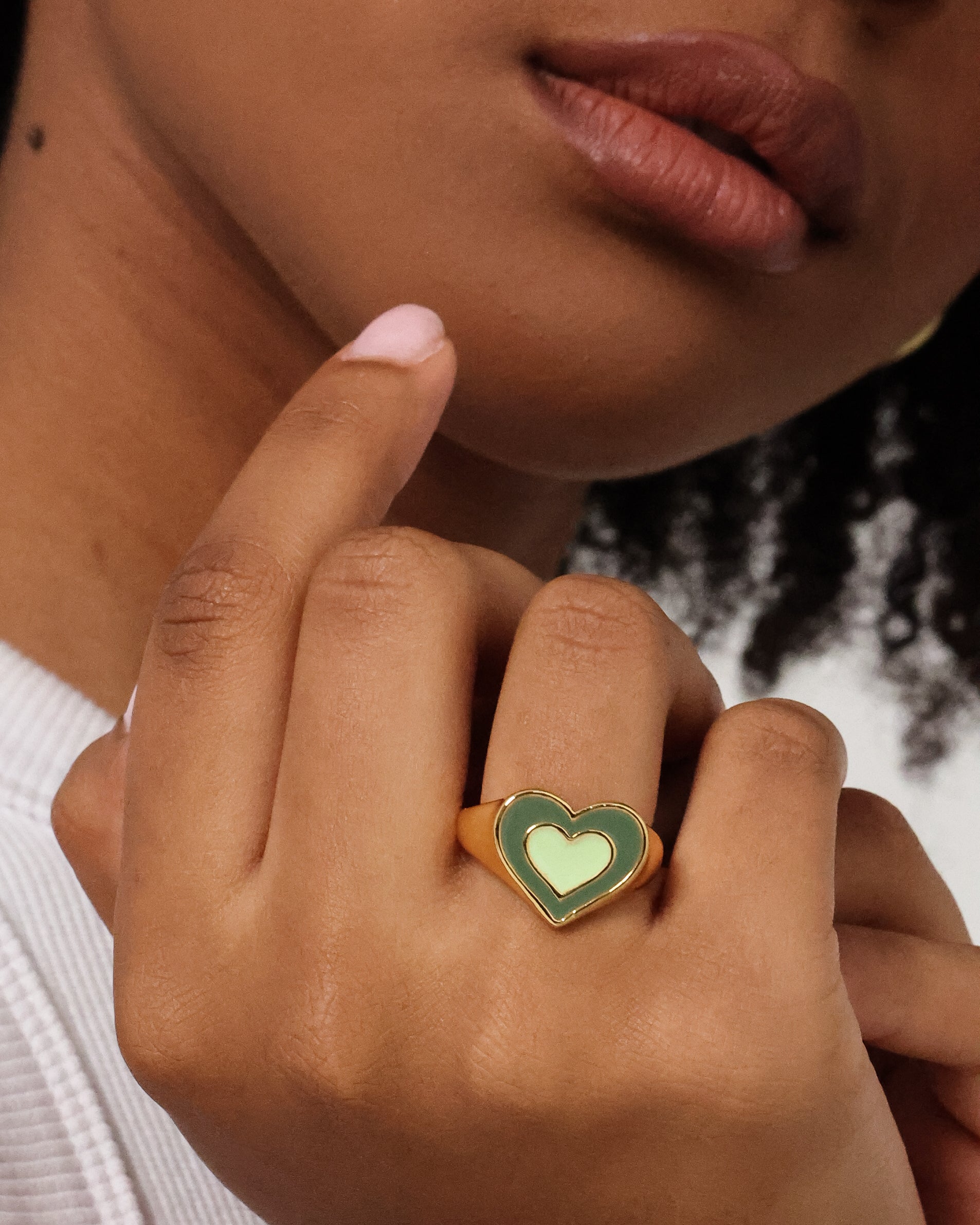 Raising Hell Women's Pastel Hearts Ring Gold/Green、mySite、zt4zffjzw