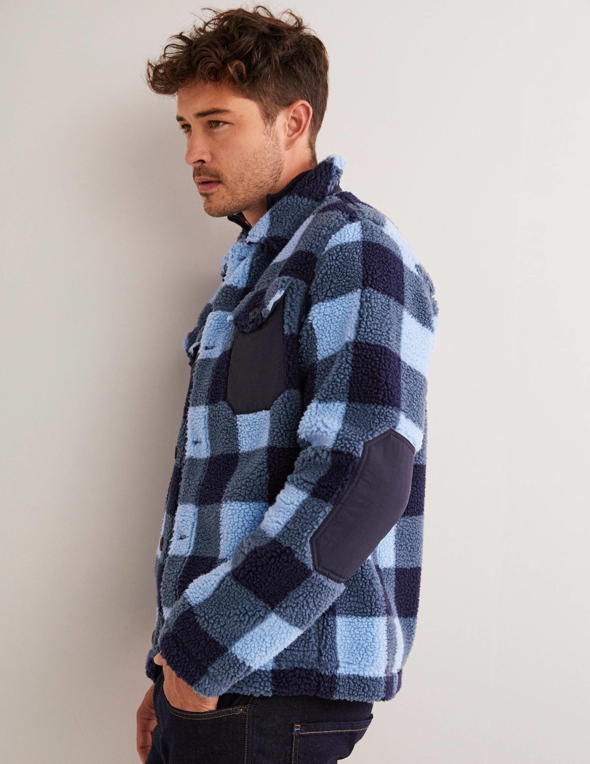 Sherpa Button up Shacket-Blue Check、mySite、ashleygrahame