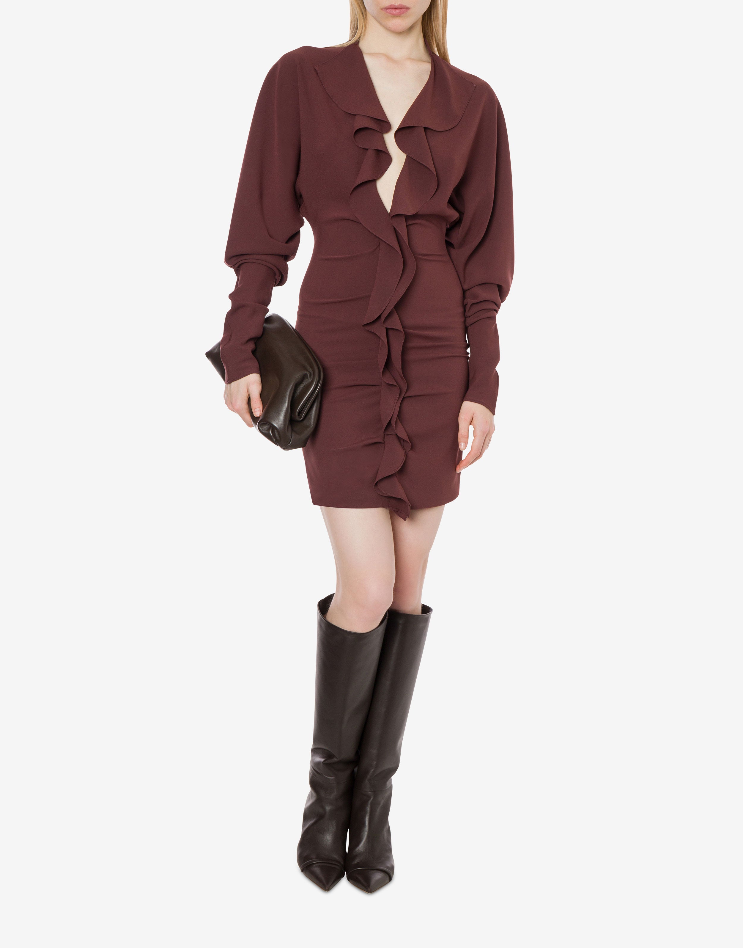 Minidress in light crêpe con ruches、mySite、aoinhome