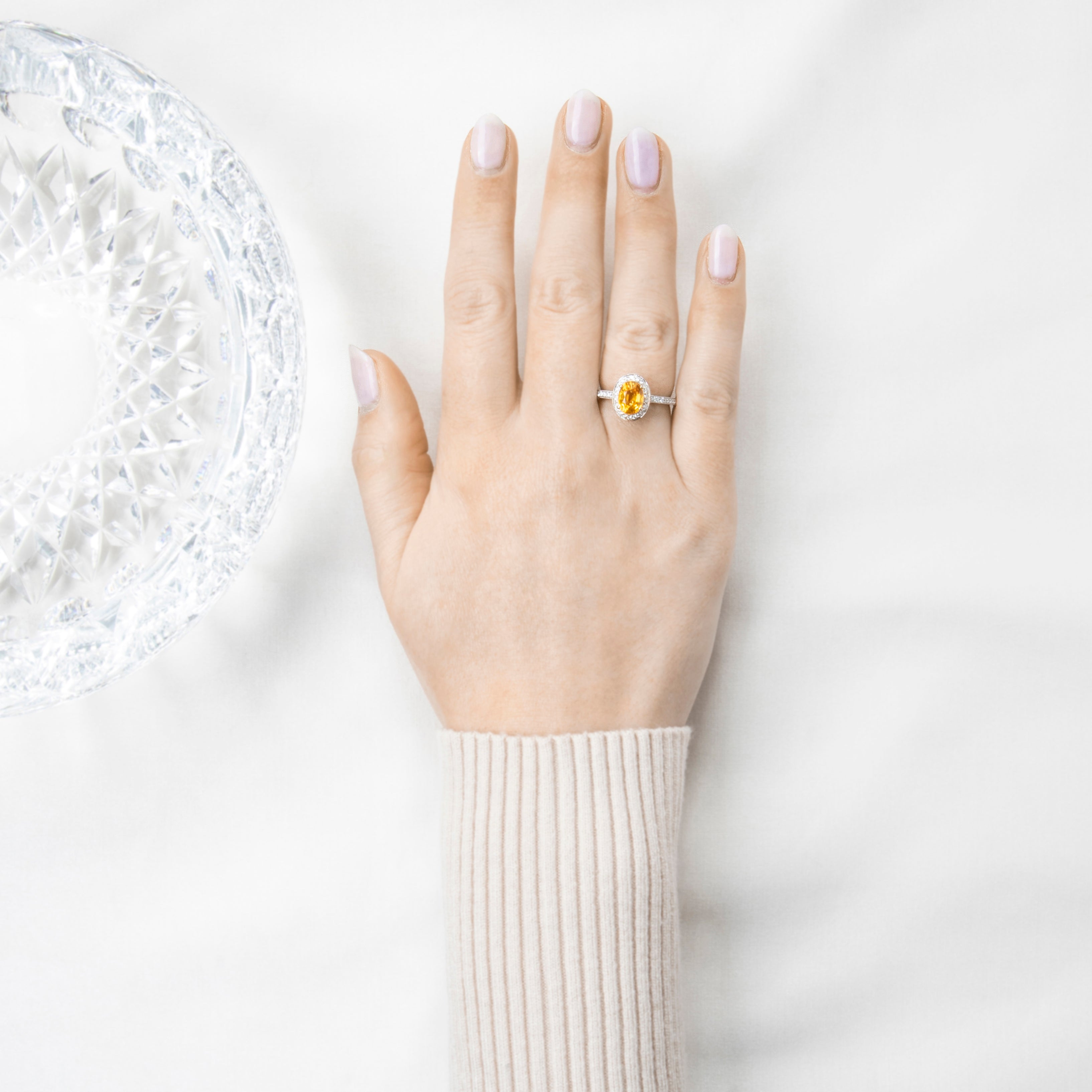 Vintage 18k White Gold 1.54ct Yellow Sapphire 0.5cttw Diamond Radiant Ring 6.50、mySite、hinf8tx79