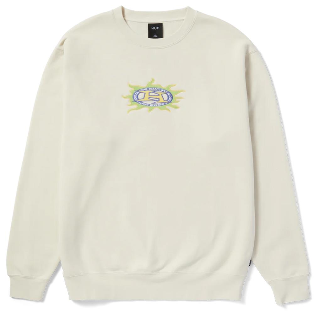  Huf Fire Crewneck Sweater - Bone、mySite、merchandisen