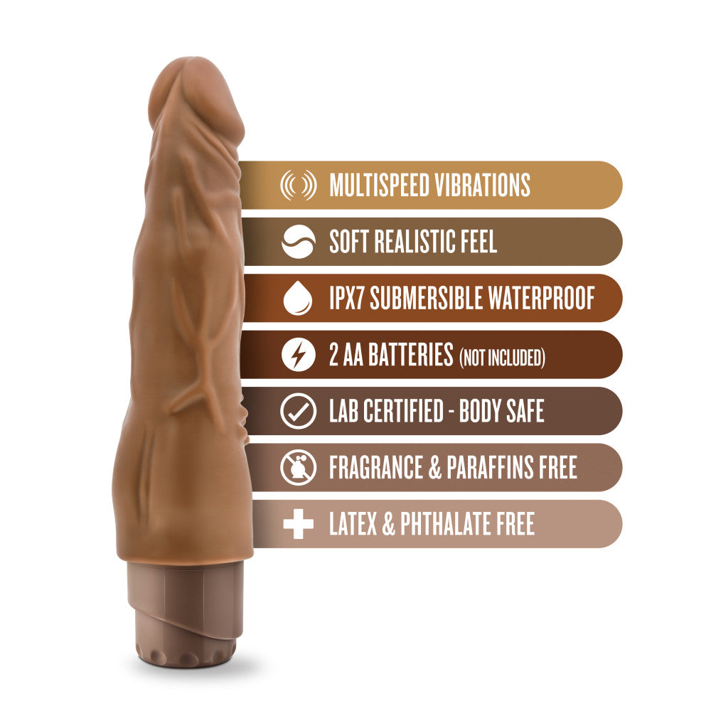 Dr. Skin By Blush® | Cock Vibe 4 Realistic Mocha 8-Inch Long Vibrating Dildo、mySite、bottomscart