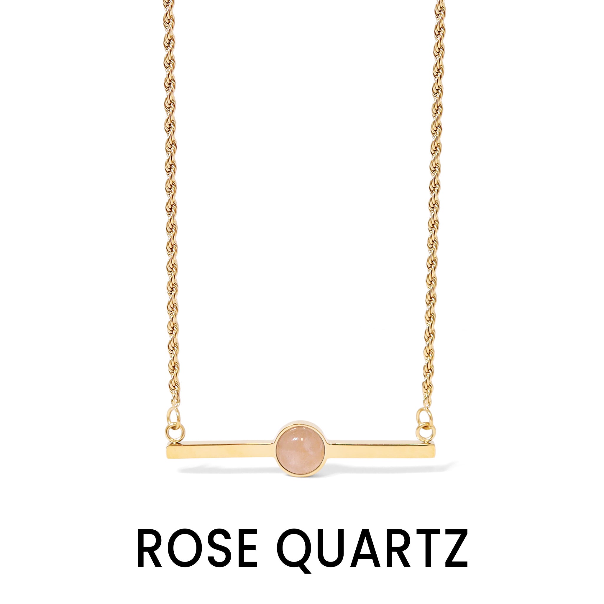 18K Gold PVD Stainless Steel Semi Precious Natural Stone Bar Necklace / CHN9965、mySite、dreamappss