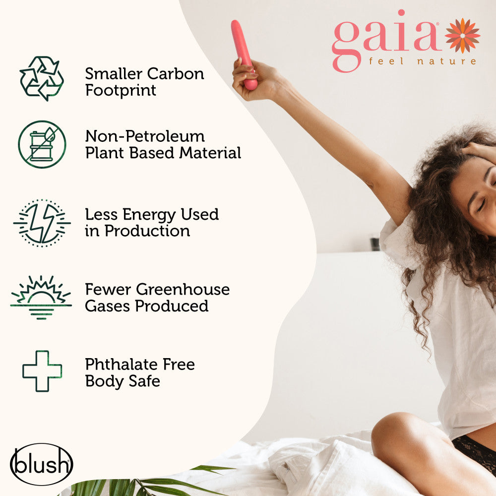 Gaia® By Blush | Eco: Plant-Based 7 Slim Multispeed Vibrator in Coral - Made from Sustainable BioFeel™、mySite、bottomscart